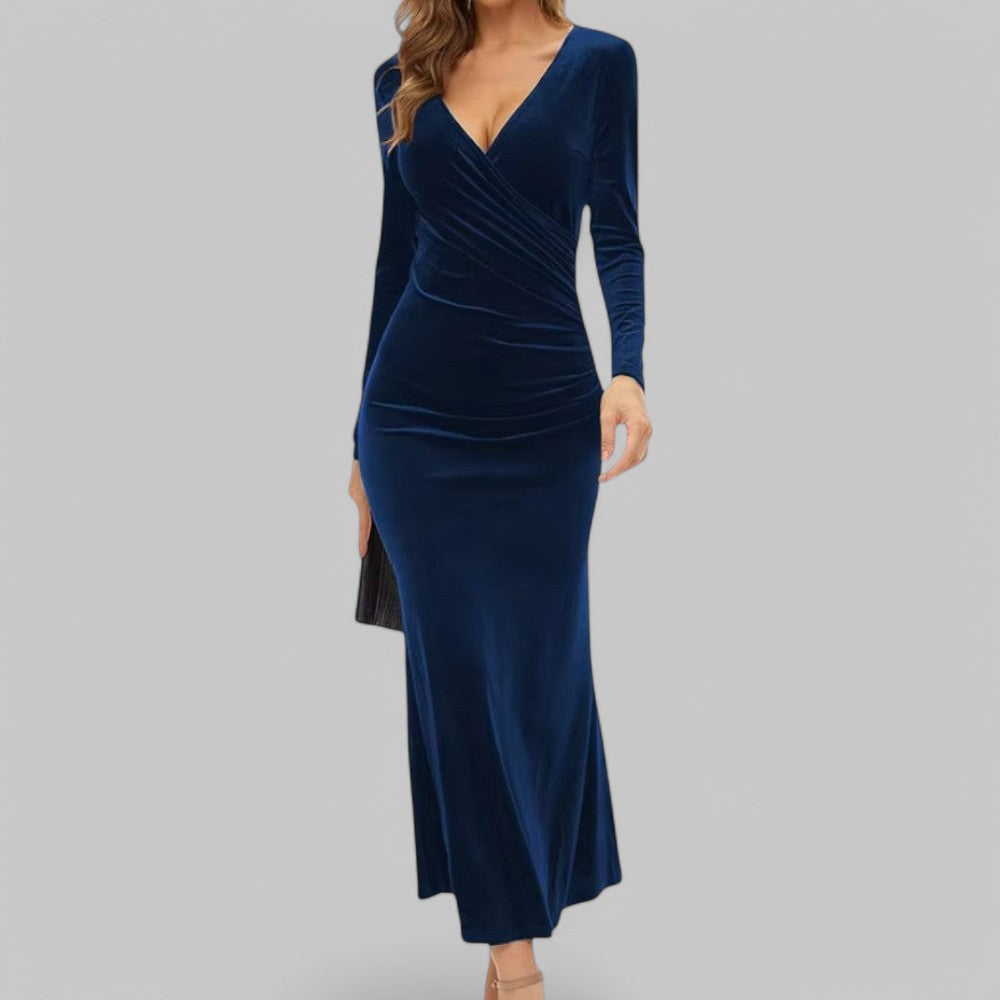 Klara Damen Abendkleid | V-Ausschnitt, Maxi-Länge- S-XL