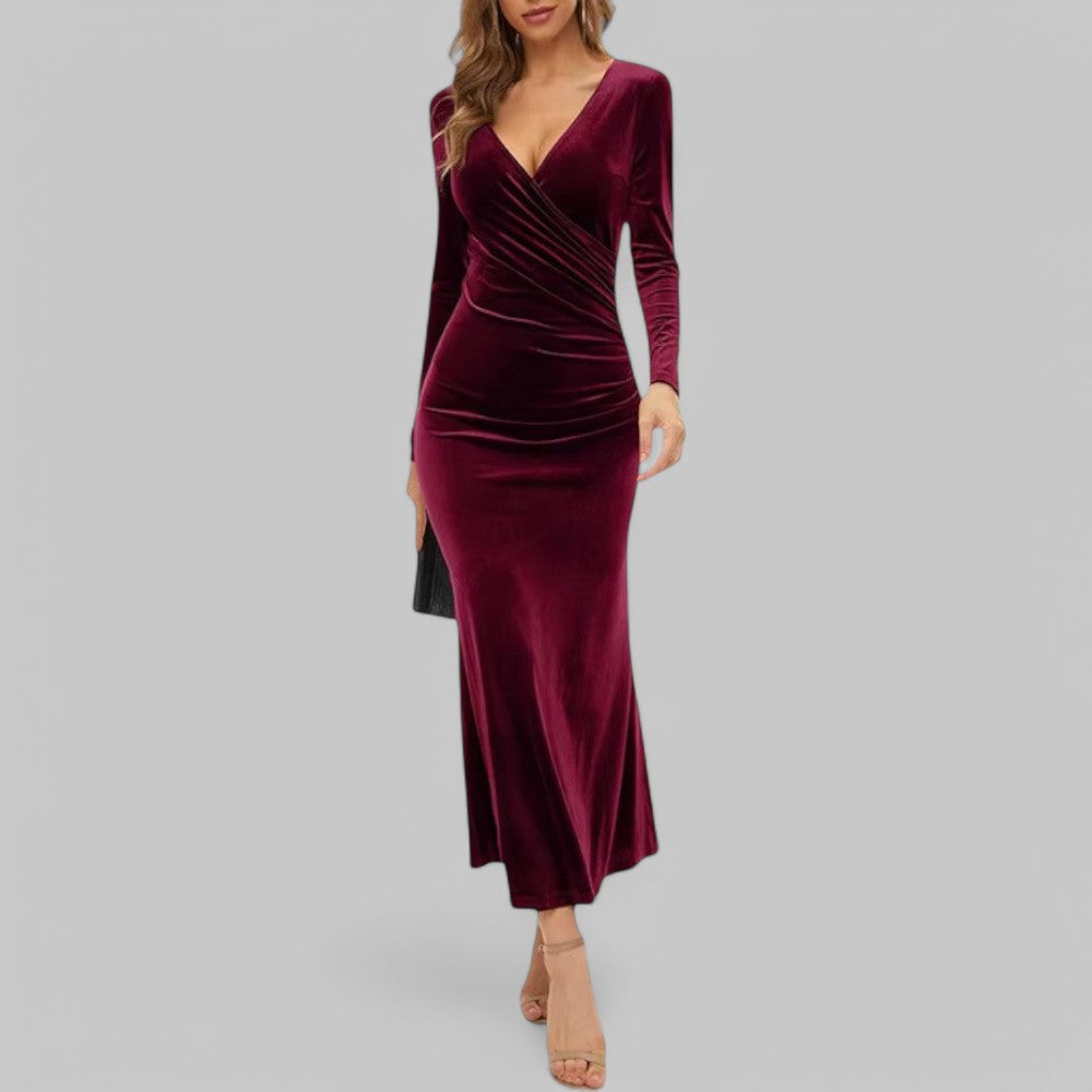 Klara Damen Abendkleid | V-Ausschnitt, Maxi-Länge- S-XL