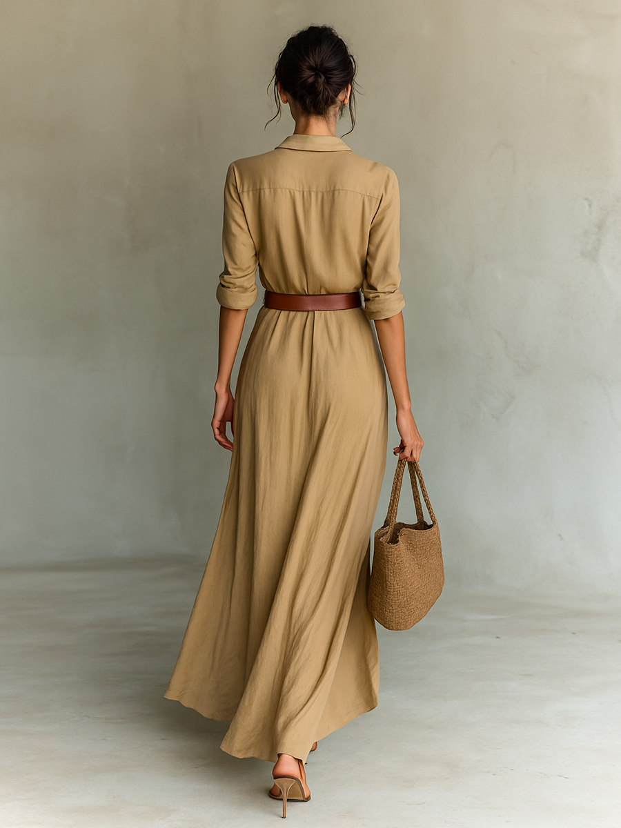 Lara Damen Hemdblusenkleid | Strukturierter Schnitt- S-5XL
