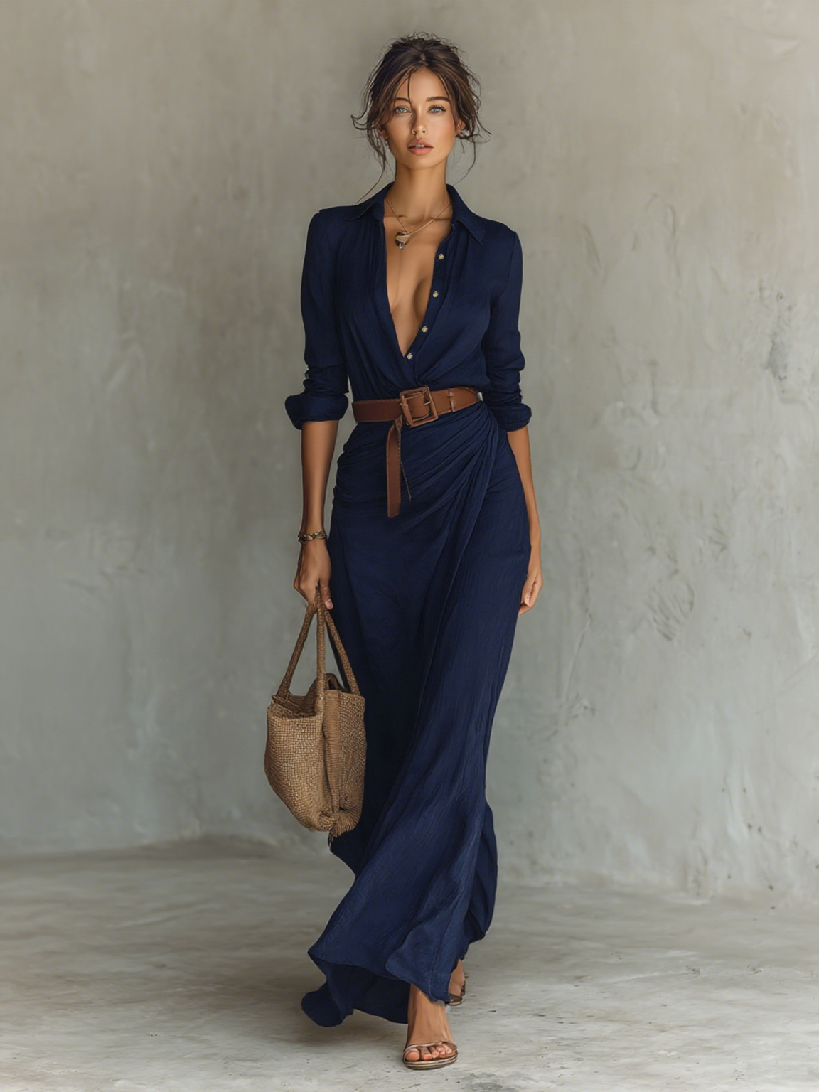 Lara Damen Hemdblusenkleid | Strukturierter Schnitt- S-5XL