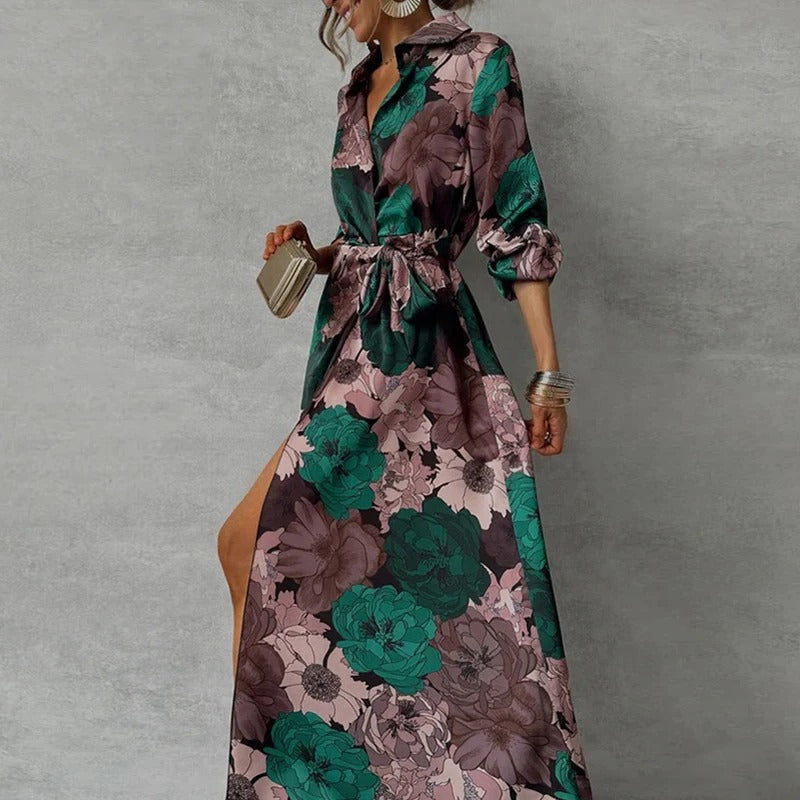 Lina Damen Maxi Kleid | Elegantes Wickeldesign für Hochzeitsgäste- S-XL