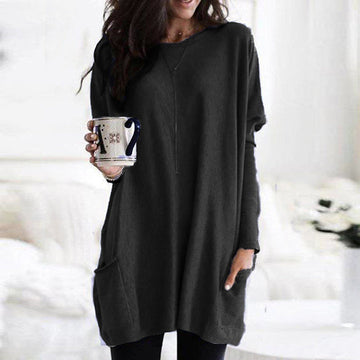Lina Damen Tunika | Langes Design mit Taschen, Lockerer Schnitt- S-5XL