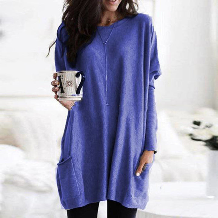 Lina Damen Tunika | Langes Design mit Taschen, Lockerer Schnitt- S-5XL