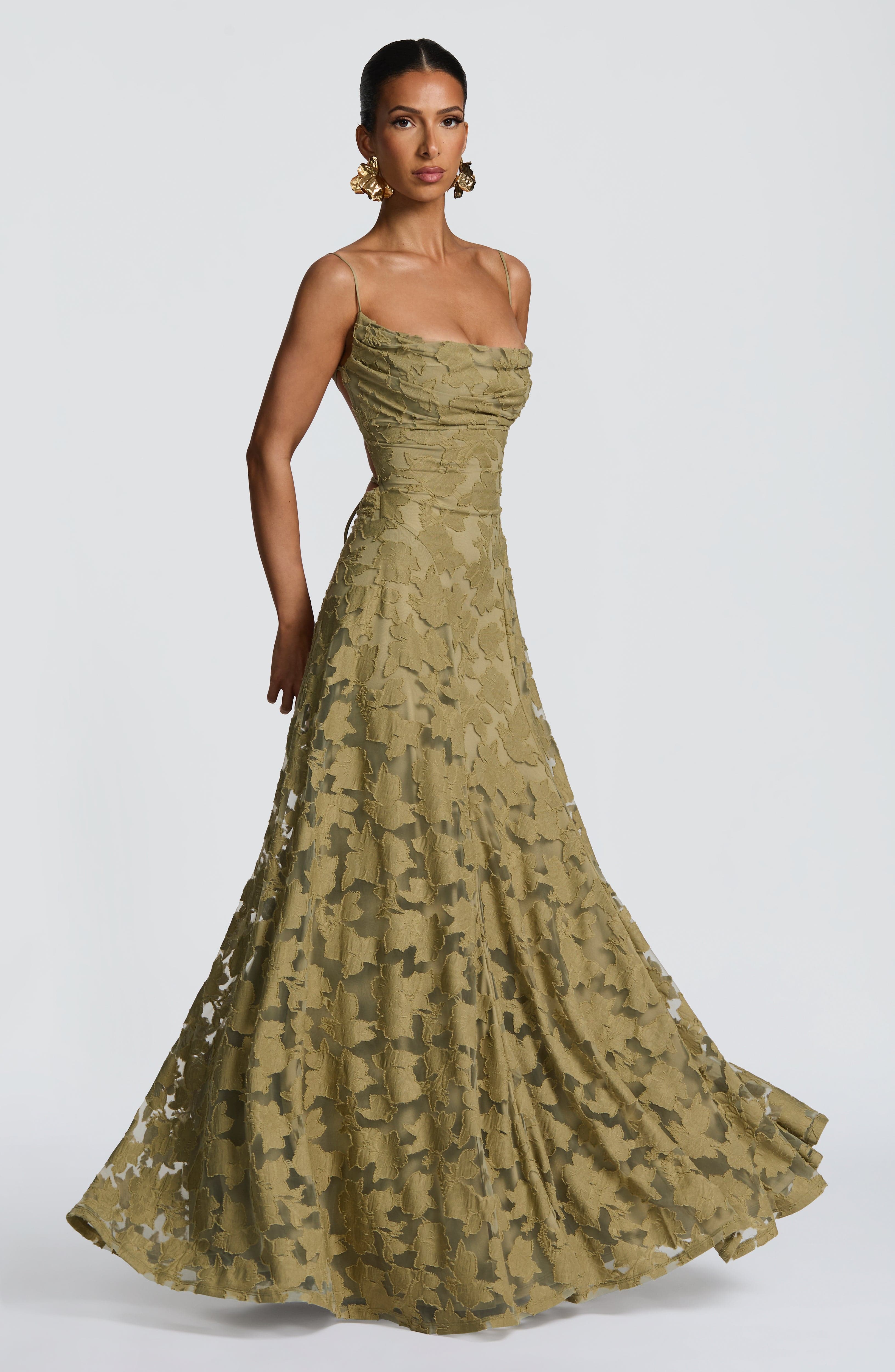 Mila Damen Maxikleid | Spaghettiträger, Florales Muster, Elegant- XS-XL