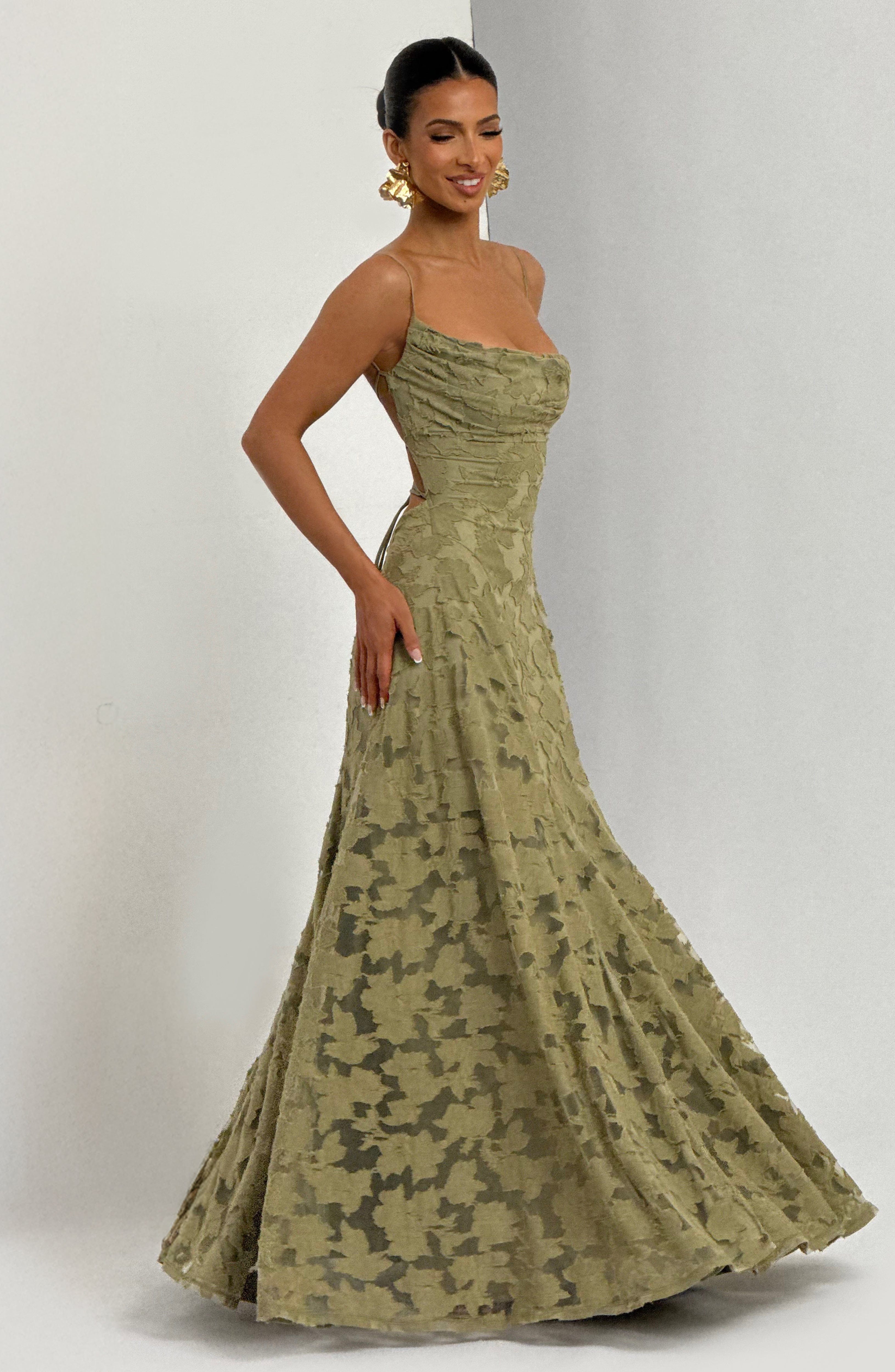 Mila Damen Maxikleid | Spaghettiträger, Florales Muster, Elegant- XS-XL