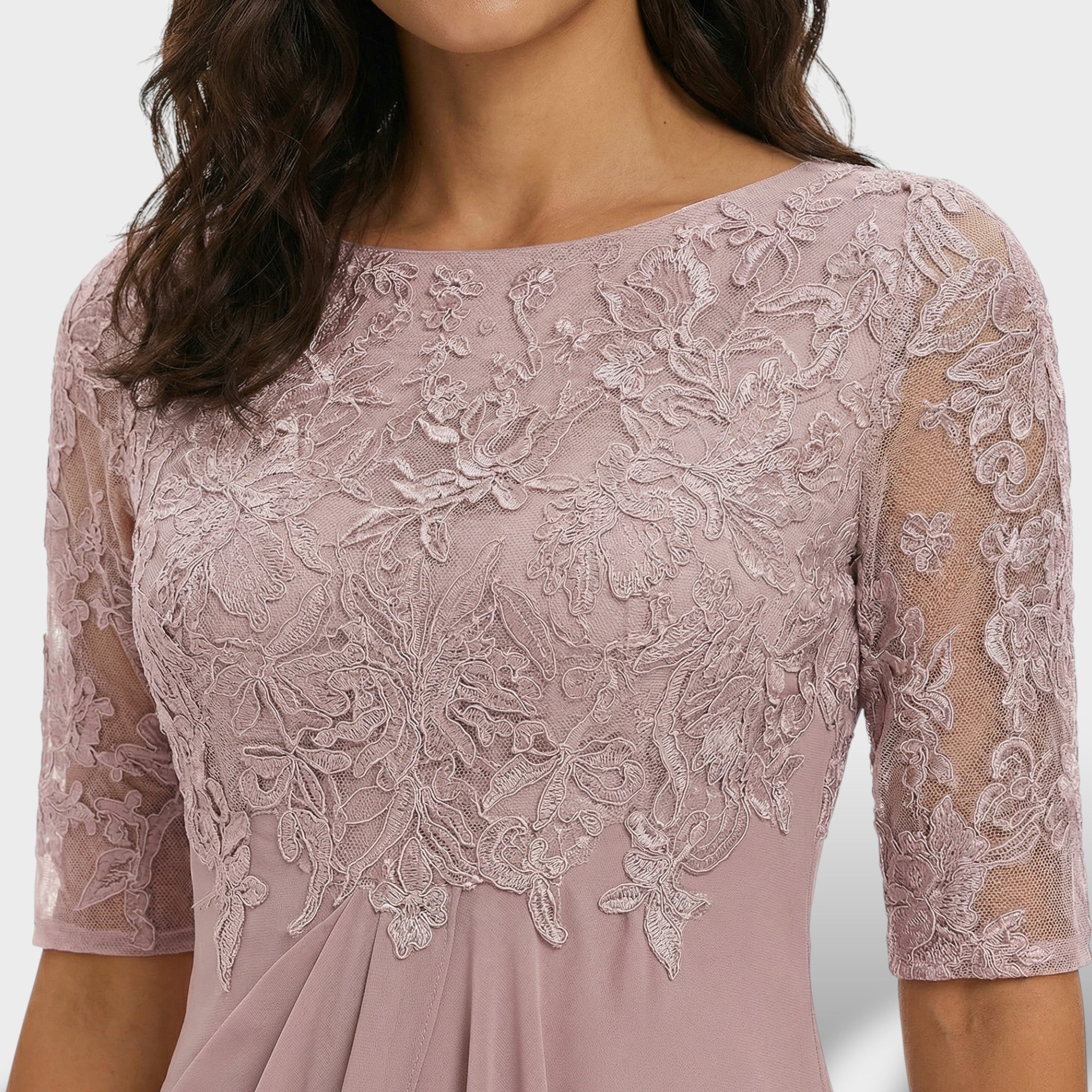 Mila Damen Midi Kleid | Schlichte Eleganz, Rundhalsausschnitt