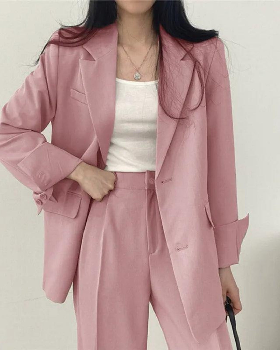 Mira Damen Hosenanzug | Oversize Long-Blazer und Hose, Festlich- S-3XL