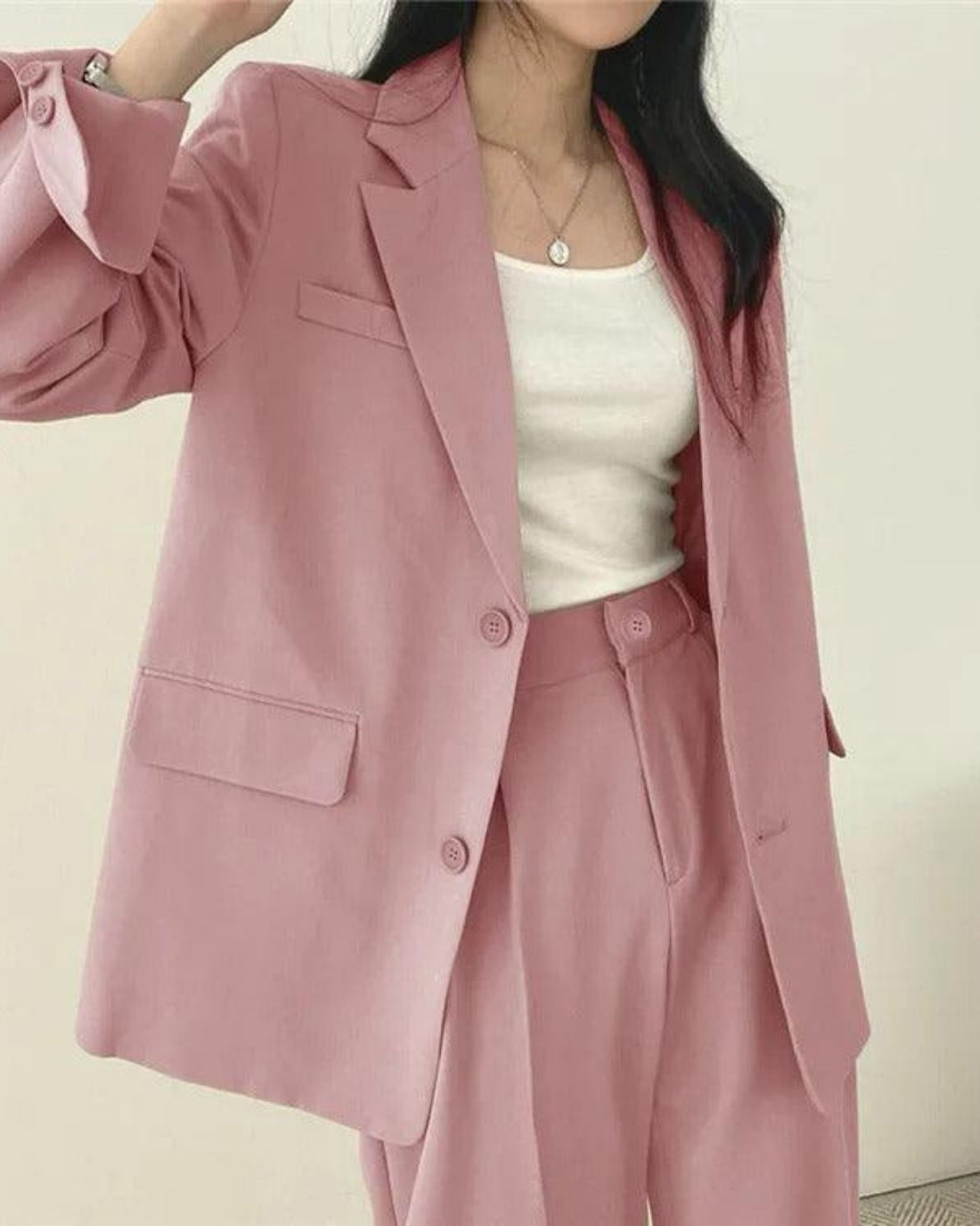 Mira Damen Hosenanzug | Oversize Long-Blazer und Hose, Festlich- S-3XL