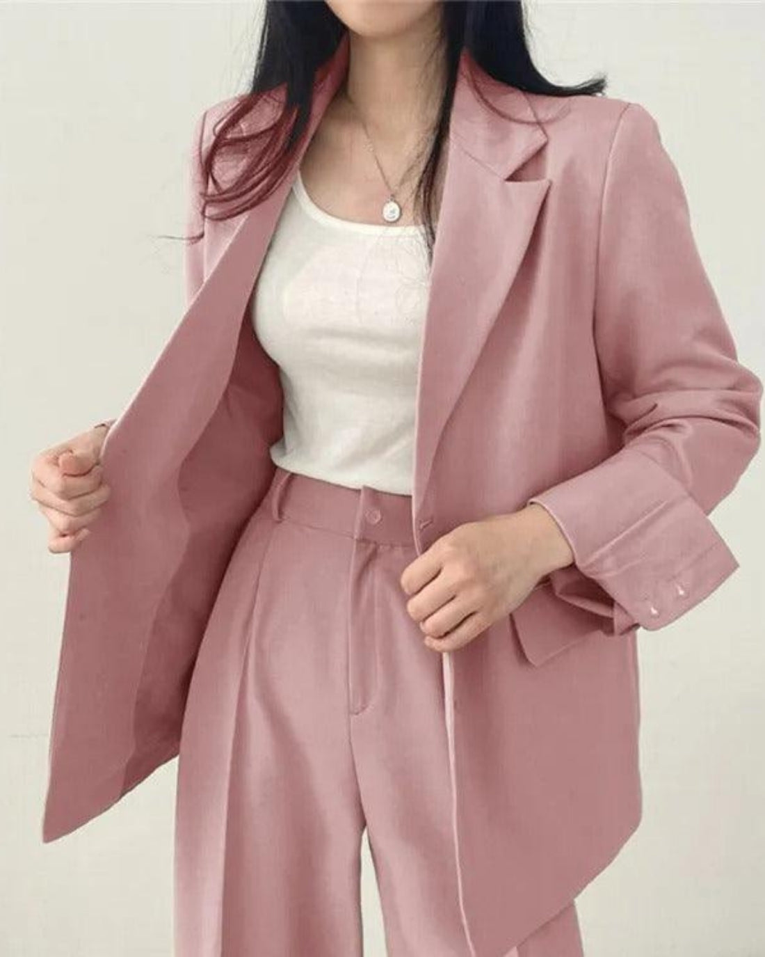 Mira Damen Hosenanzug | Oversize Long-Blazer und Hose, Festlich- S-3XL