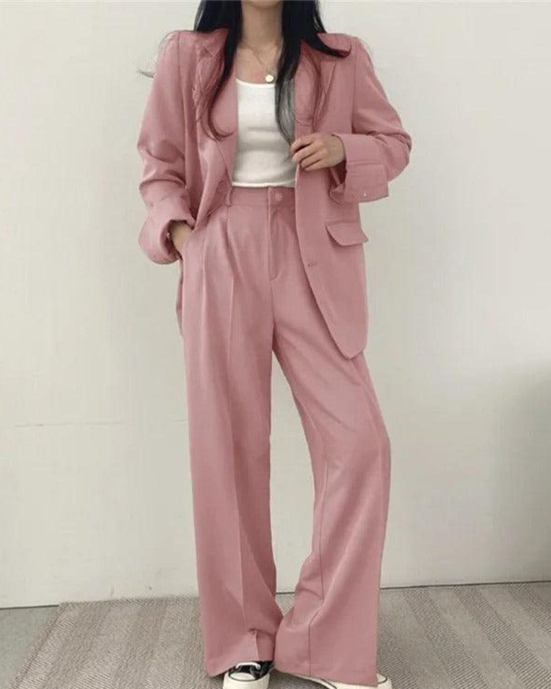 Mira Damen Hosenanzug | Oversize Long-Blazer und Hose, Festlich- S-3XL