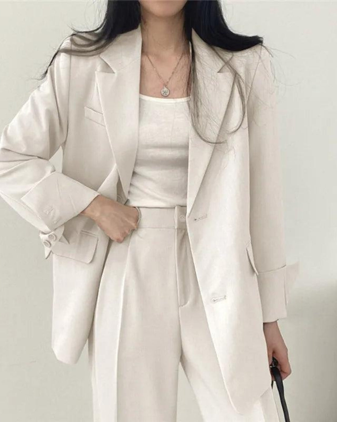 Mira Damen Hosenanzug | Oversize Long-Blazer und Hose, Festlich- S-3XL