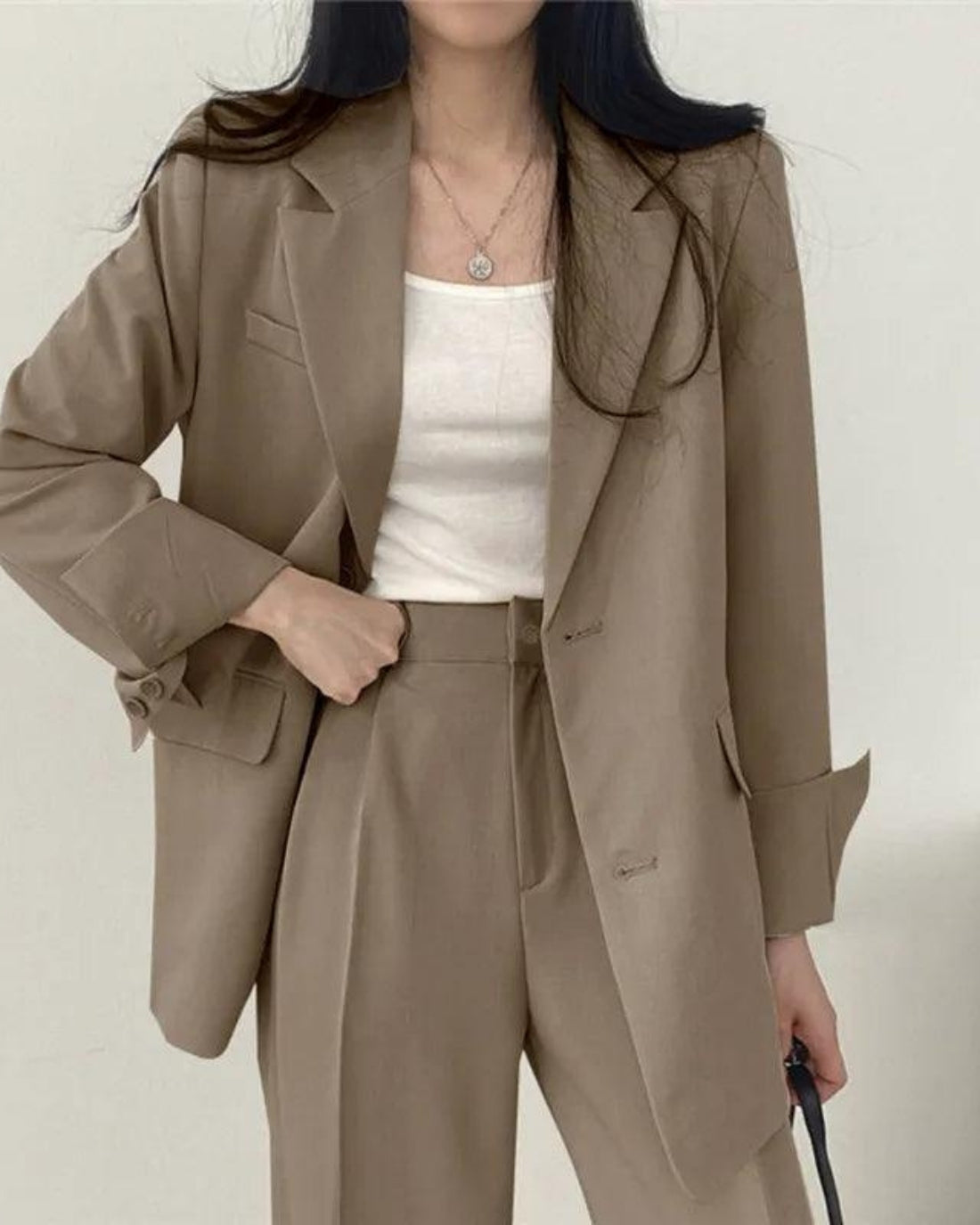 Mira Damen Hosenanzug | Oversize Long-Blazer und Hose, Festlich- S-3XL