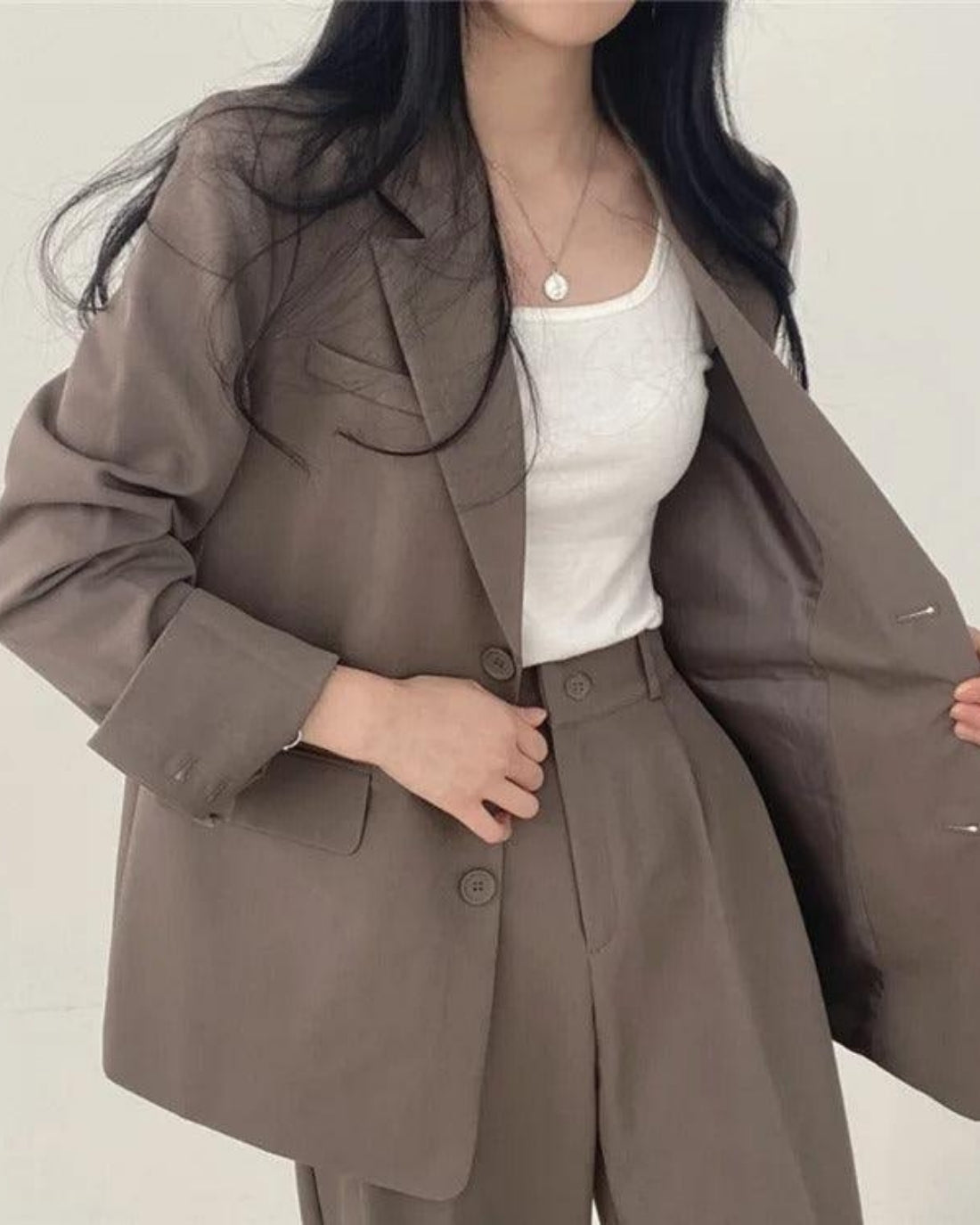Mira Damen Hosenanzug | Oversize Long-Blazer und Hose, Festlich- S-3XL