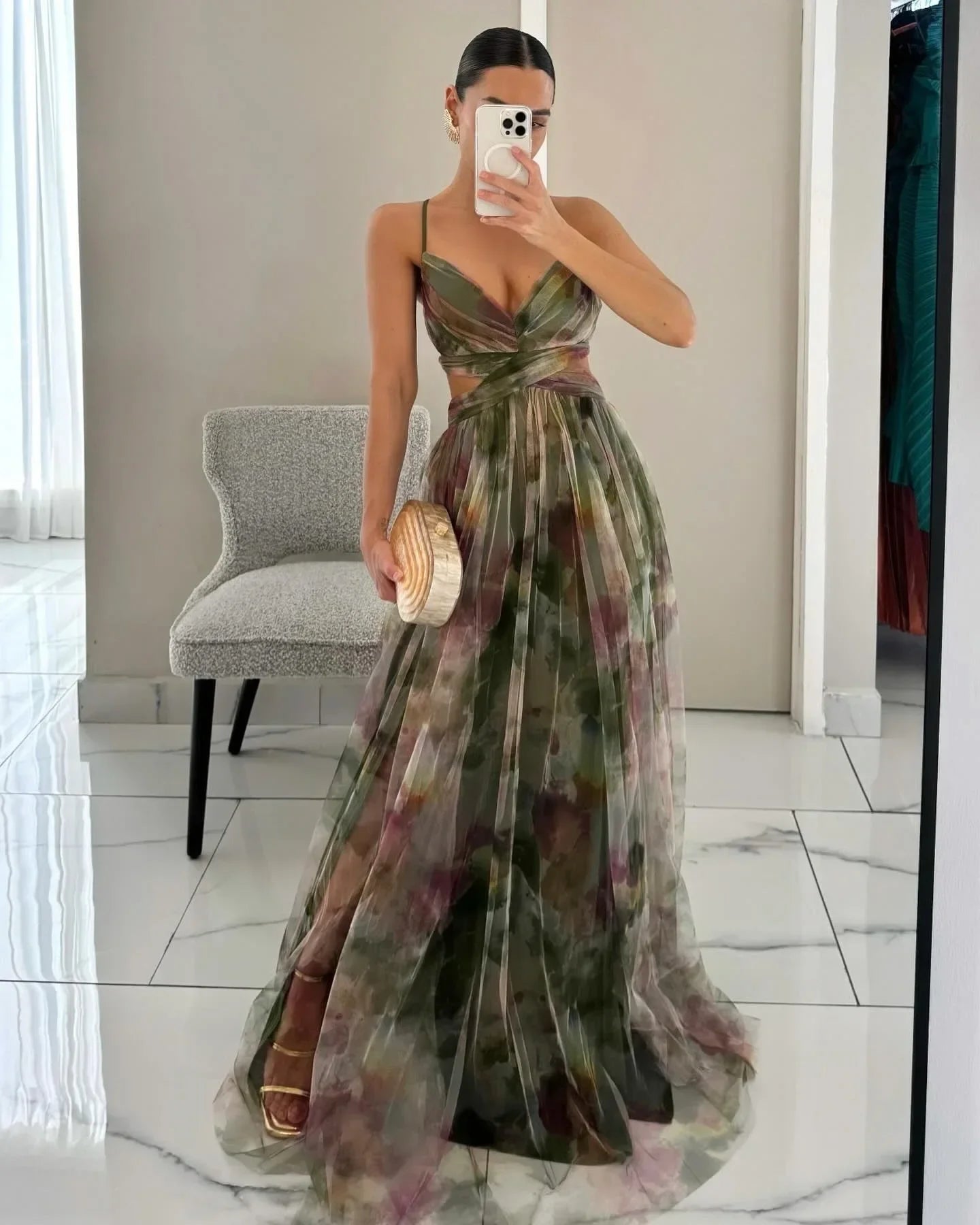 Ursula Mehrfarbig Mesh Druck Laessig Damen Sommerkleid | Leicht Atmungsaktiv Frühling Sommer Freizeit Party Kleid | Bequem - S/M/L/XL