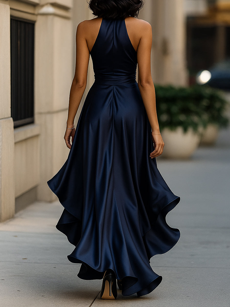 Mira Damen Langes Abendkleid | Wickelstil, Fließender Saum-XS-2XL