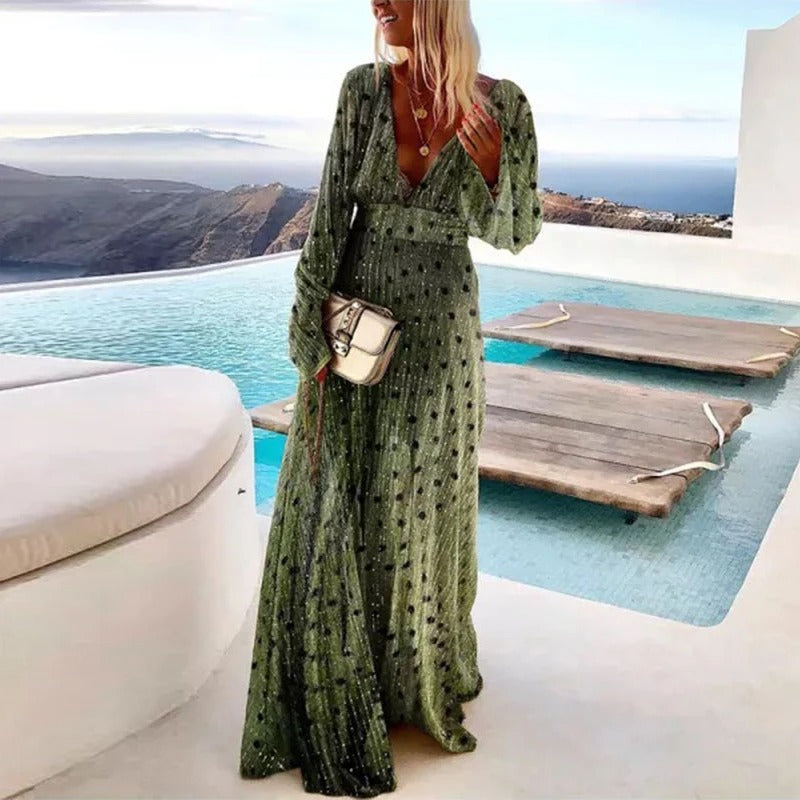 Mira Damen Maxi Kleid | V-Ausschnitt, Fließendes Design