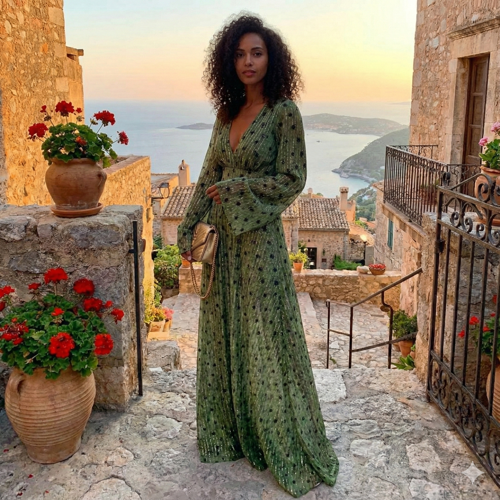 Mira Damen Maxi Kleid | V-Ausschnitt, Fließendes Design