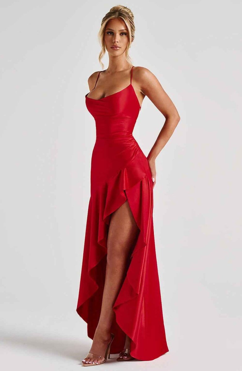 Mira Damen Maxikleid | Eleganter Rüschenabschluss, Ideal für Feste