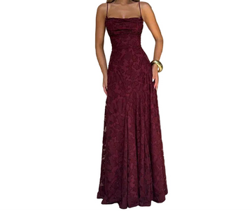 Mira Damen Maxikleid | Florale Struktur, Spaghettiträger