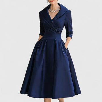 Mira Damen Midi Kleid | Wickelstil, Elegantes Design, Schwarz