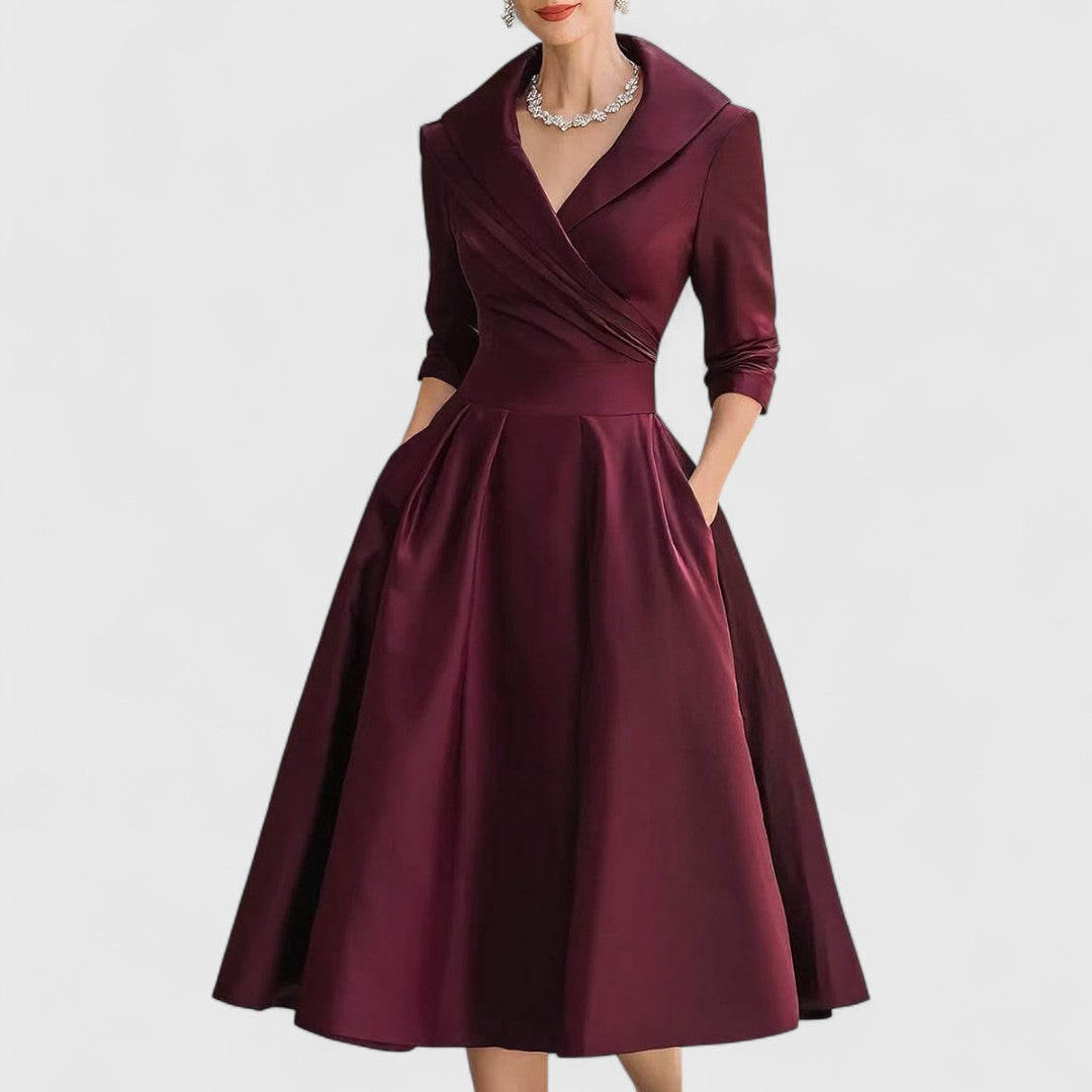 Mira Damen Midi Kleid | Wickelstil, Elegantes Design, Schwarz