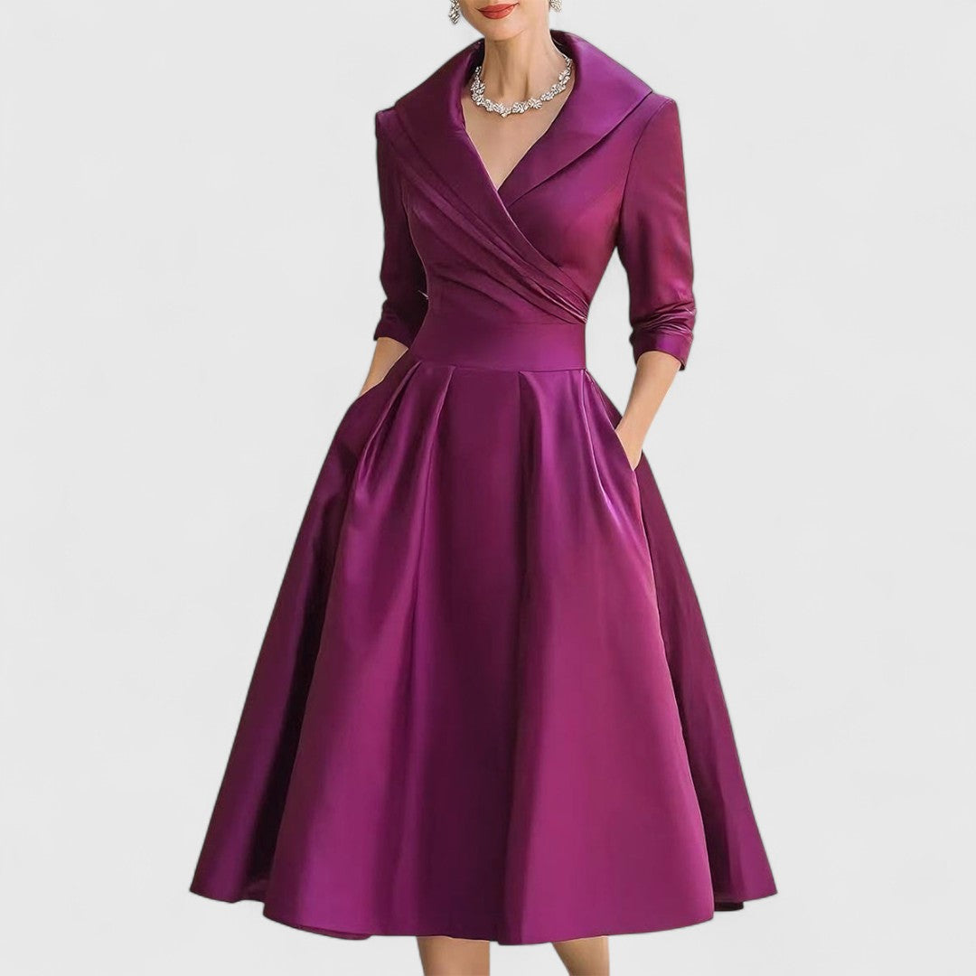 Mira Damen Midi Kleid | Wickelstil, Elegantes Design, Schwarz