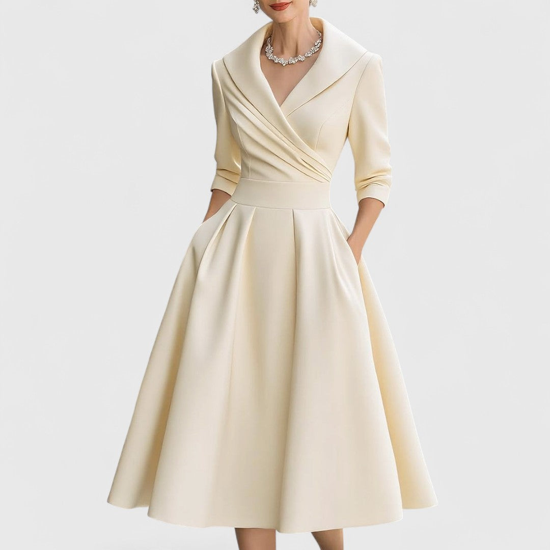 Mira Damen Midi Kleid | Wickelstil, Elegantes Design, Schwarz