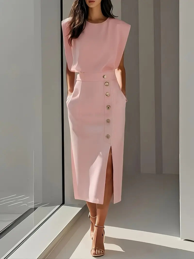 Mira Damen Midi Rock | Hohe Taille mit Knopf
