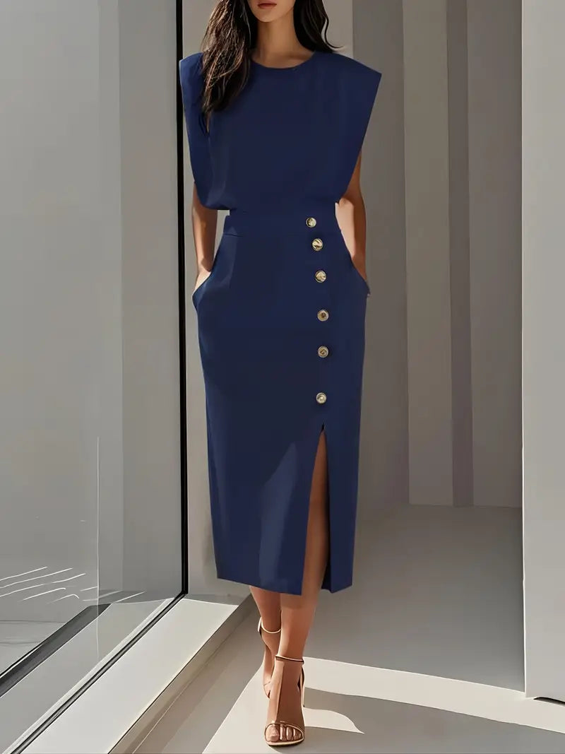 Mira Damen Midi Rock | Hohe Taille mit Knopf