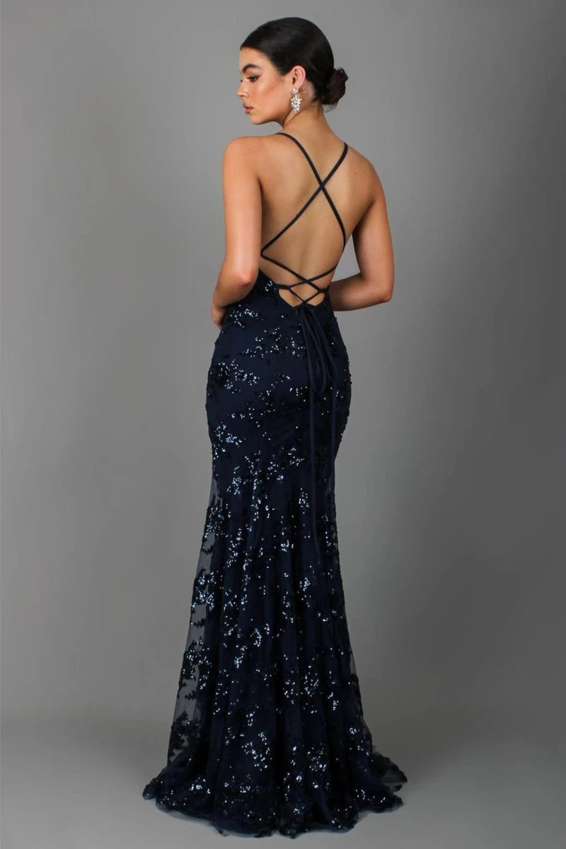 Nora Abendkleid für Frauen | Pailletten, Spaghettiträger