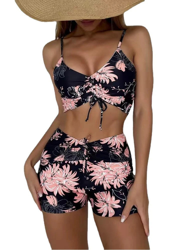 Rafa Damen Bikini Set | Blumenmuster, Hochbundhose, Bikini Mit Hohem Beinausschnitt- S-6XL