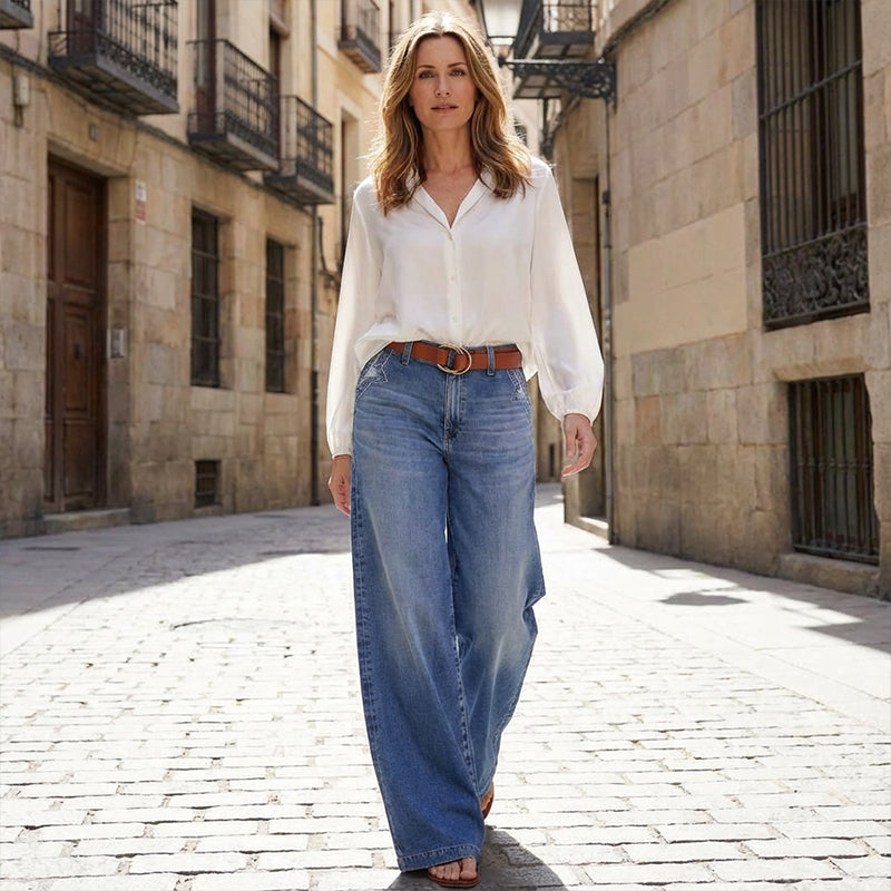 Retro Hochtaillierte Weite Jeans für Damen- S/M/L/XL/2XL