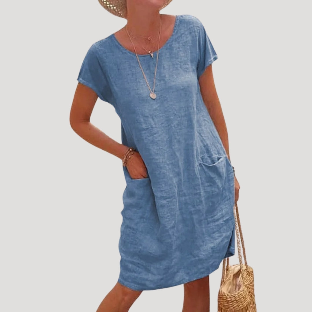 Rina Damen Kleid | Midi-Länge mit Seitentaschen, Bequem und Elegant