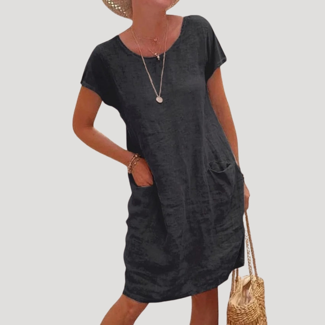 Rina Damen Kleid | Midi-Länge mit Seitentaschen, Bequem und Elegant