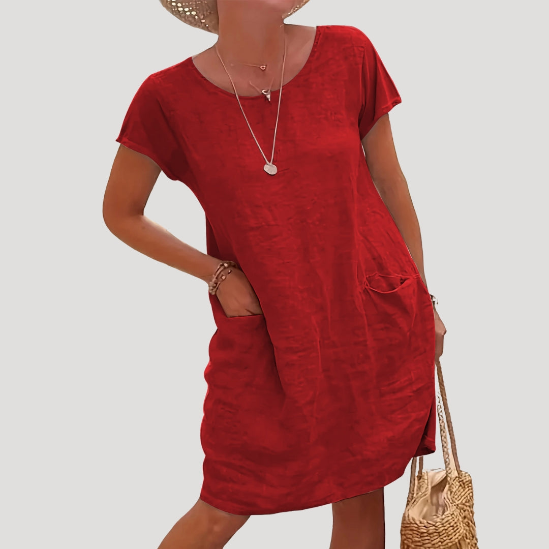 Rina Damen Kleid | Midi-Länge mit Seitentaschen, Bequem und Elegant
