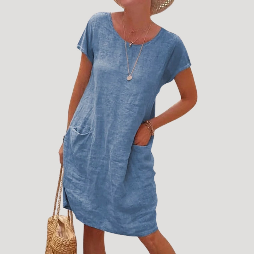 Rina Damen Kleid | Midi-Länge mit Seitentaschen, Bequem und Elegant