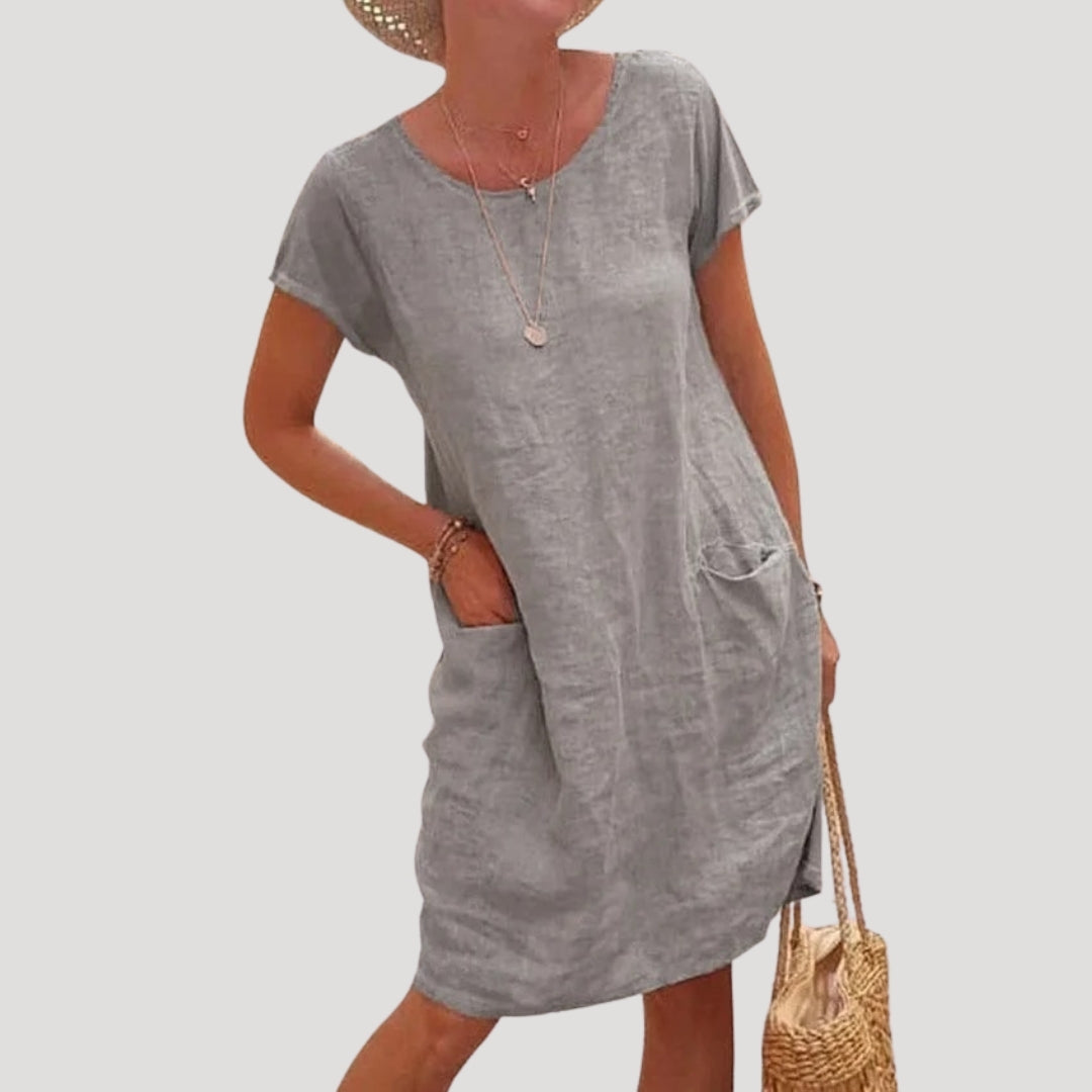 Rina Damen Kleid | Midi-Länge mit Seitentaschen, Bequem und Elegant