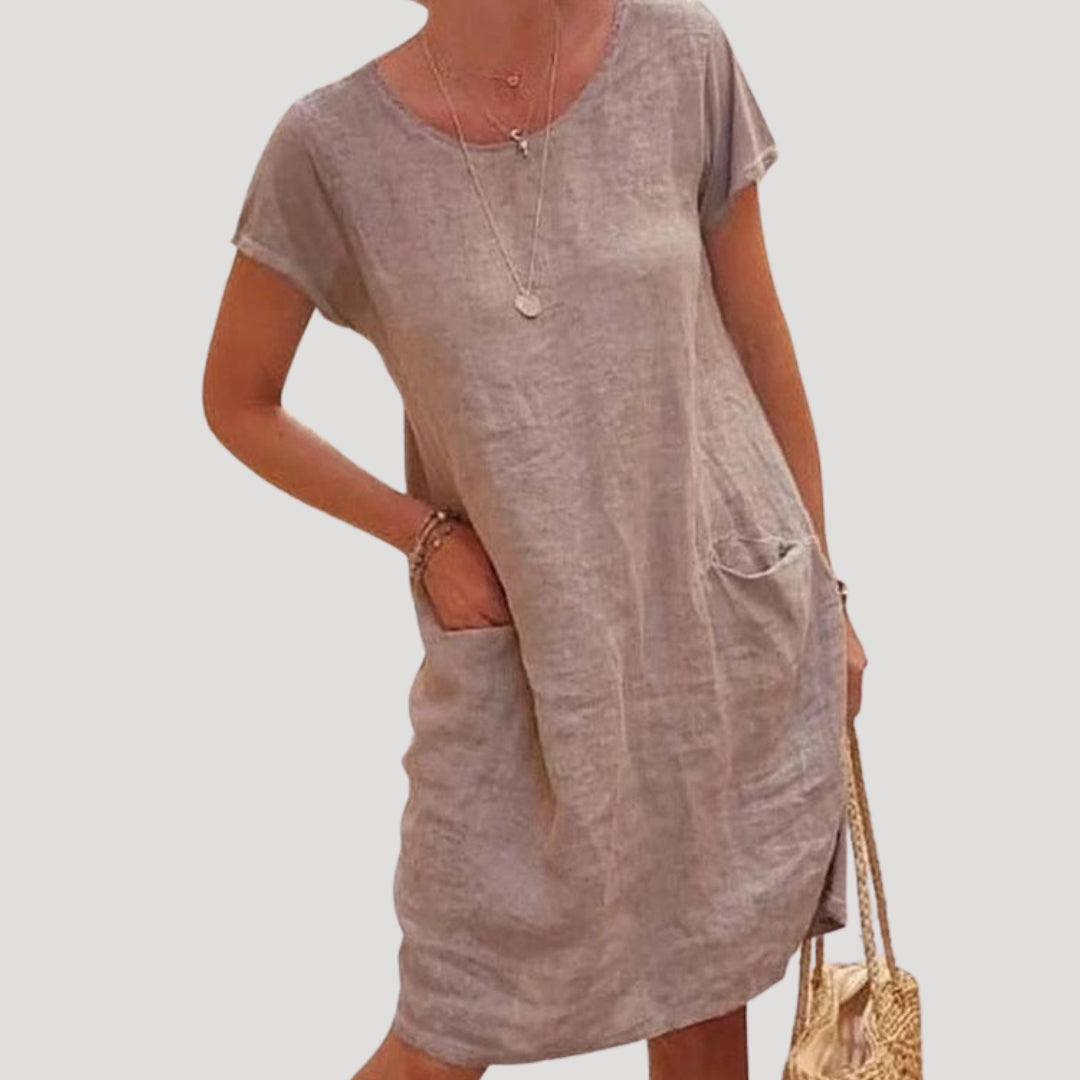 Rina Damen Kleid | Midi-Länge mit Seitentaschen, Bequem und Elegant