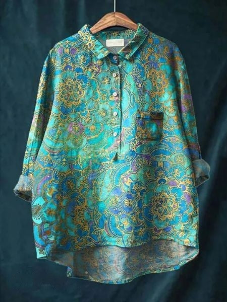 Rosa Damen Hemdbluse | Aquarell Blumenmuster, Oversized- M-4XL