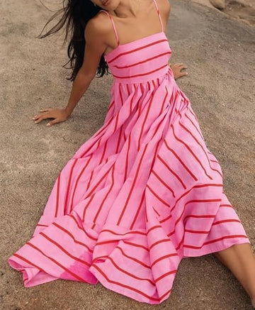 Rosa Sunset Vibes Maxi Kleid | Luftige Passform, Femininer Look