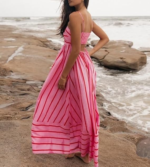 Rosa Sunset Vibes Maxi Kleid | Luftige Passform, Femininer Look