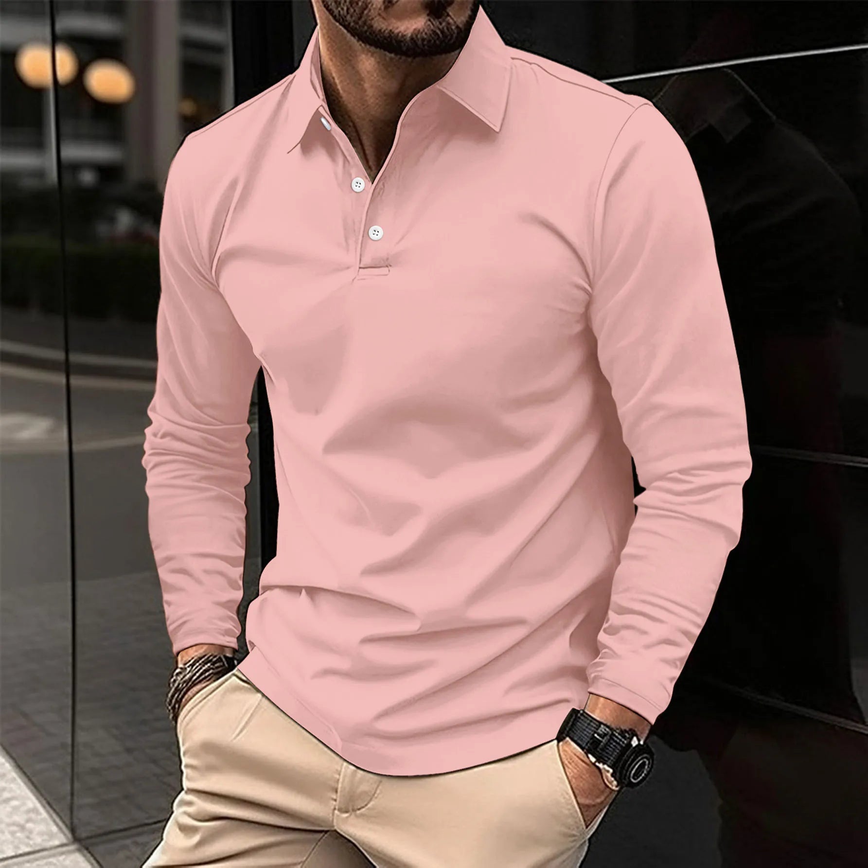 Werner Weiß Slim Fit Langarm-Poloshirt für Herren | Vielseitiger Casual-Stil - S/M/L/XL/2XL/3XL