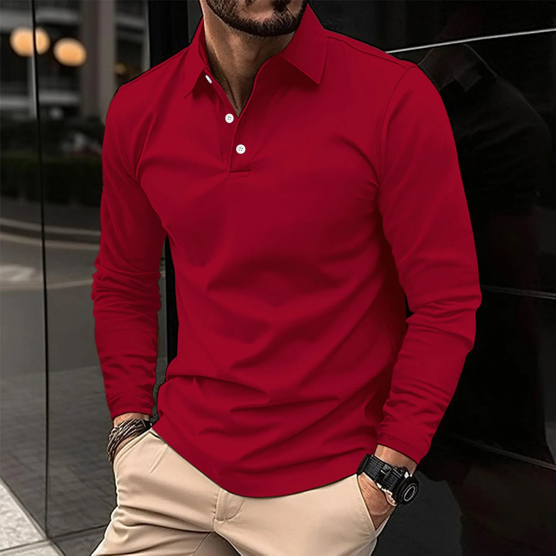 Werner Weiß Slim Fit Langarm-Poloshirt für Herren | Vielseitiger Casual-Stil - S/M/L/XL/2XL/3XL