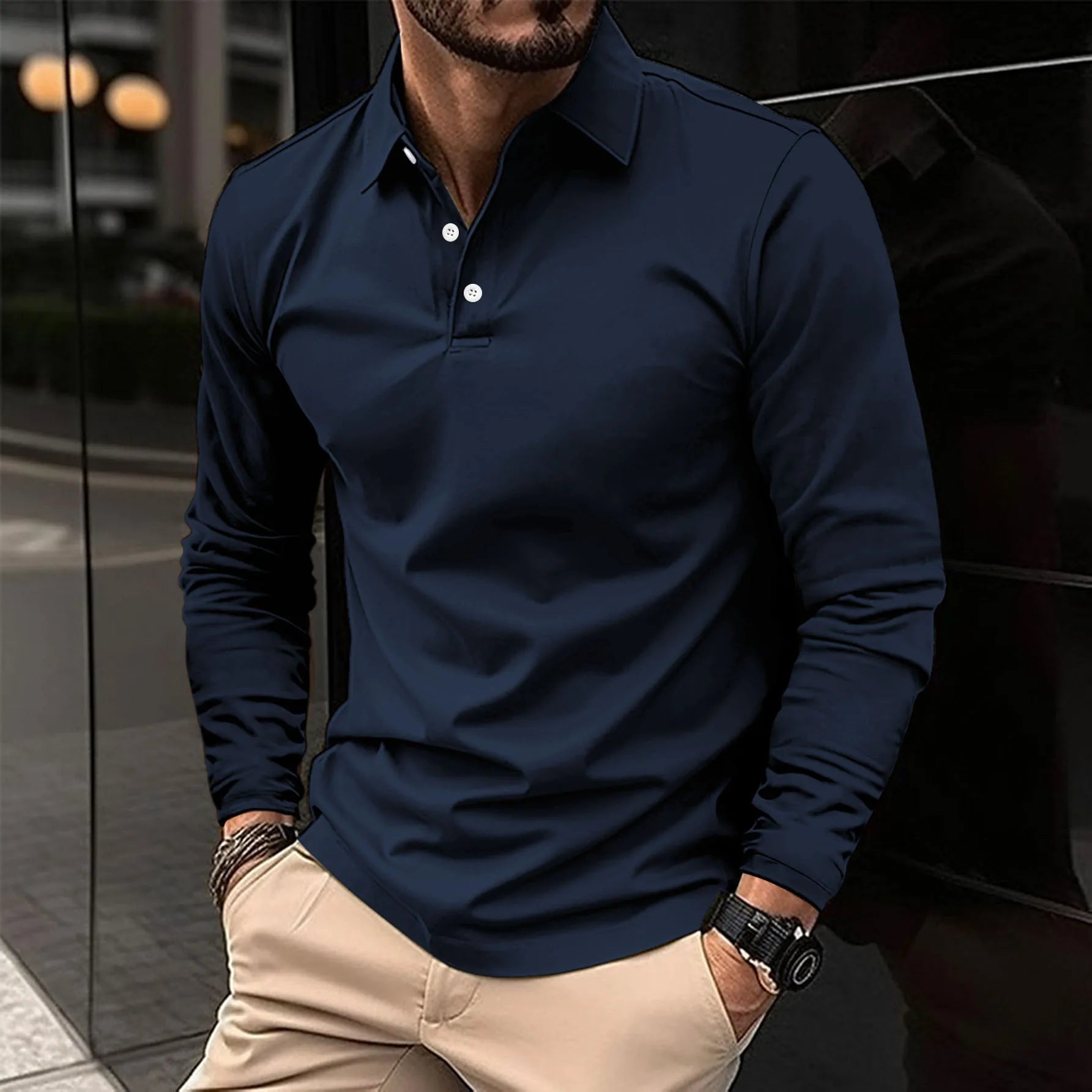 Werner Weiß Slim Fit Langarm-Poloshirt für Herren | Vielseitiger Casual-Stil - S/M/L/XL/2XL/3XL