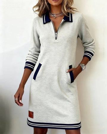 Schickes Langärmeliges Baumwollkleid- S-3XL