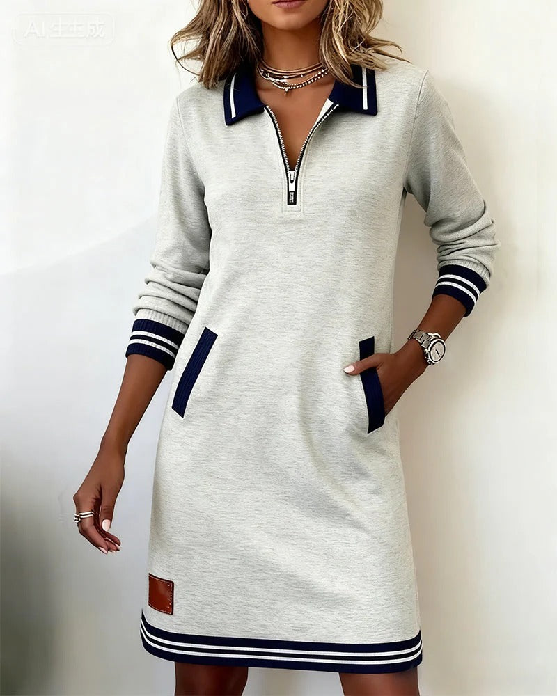 Schickes Langärmeliges Baumwollkleid- S-3XL