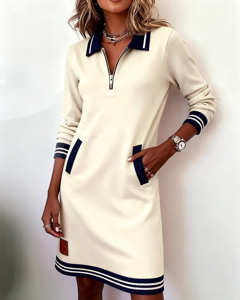 Schickes Langärmeliges Baumwollkleid- S-3XL