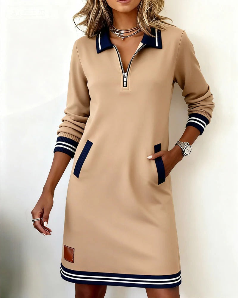 Schickes Langärmeliges Baumwollkleid- S-3XL