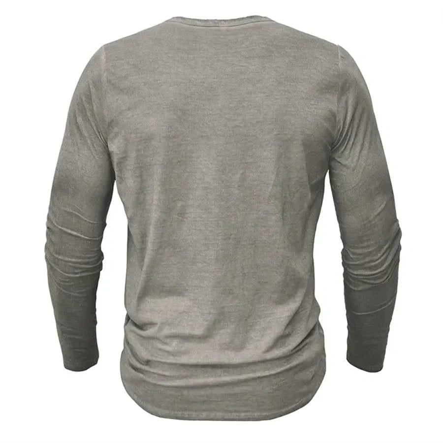Werner Taupe Henley Langarmshirt für Herren | Klassischer Slim-Fit | Alltag und Freizeit - S/M/L/XL/2XL/3XL