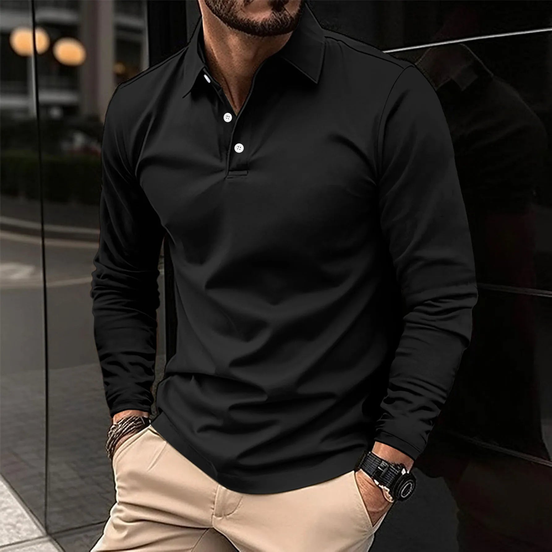 Werner Weiß Slim Fit Langarm-Poloshirt für Herren | Vielseitiger Casual-Stil - S/M/L/XL/2XL/3XL